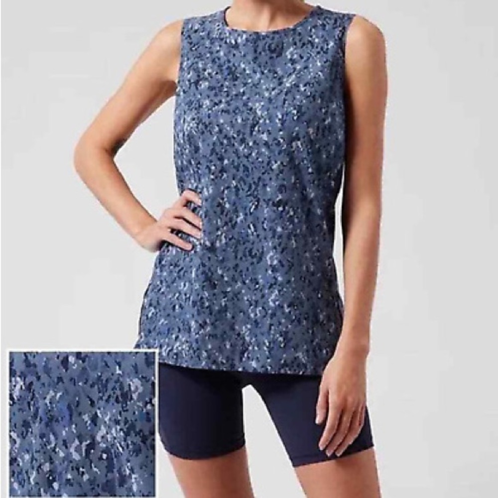 Athleta Refined Zephyr Sleeveless Tank Top Womens Large Blue Camouflage …